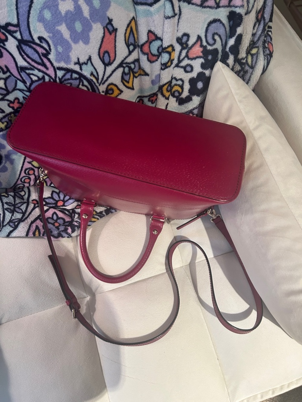kate spade Fuchsia Leather Satchel with Shoulder Strap